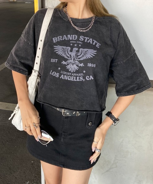 non-hedge(ノンヘッジ)の「ブリーチロゴショート丈Tシャツ(Tシャツ/カットソー・レディース・オフホワイト/ブラック/ブラック×レッド/ブラック×ホワイト/シルバー・FREE)」の3枚目の写真