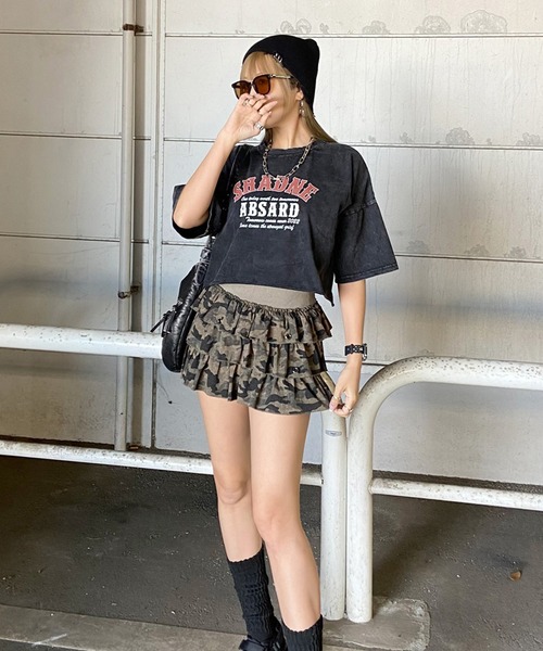 non-hedge(ノンヘッジ)の「ブリーチロゴショート丈Tシャツ(Tシャツ/カットソー・レディース・オフホワイト/ブラック/ブラック×レッド/ブラック×ホワイト/シルバー・FREE)」の7枚目の写真
