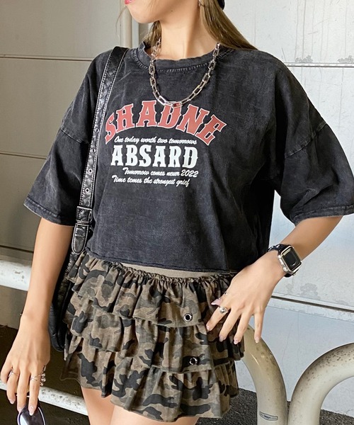 non-hedge(ノンヘッジ)の「ブリーチロゴショート丈Tシャツ(Tシャツ/カットソー・レディース・オフホワイト/ブラック/ブラック×レッド/ブラック×ホワイト/シルバー・FREE)」の9枚目の写真