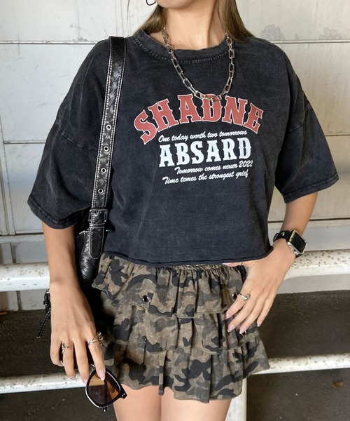 non-hedge(ノンヘッジ)の「ブリーチロゴショート丈Tシャツ(Tシャツ/カットソー・レディース・オフホワイト/ブラック/ブラック×レッド/ブラック×ホワイト/シルバー・FREE)」の10枚目の写真