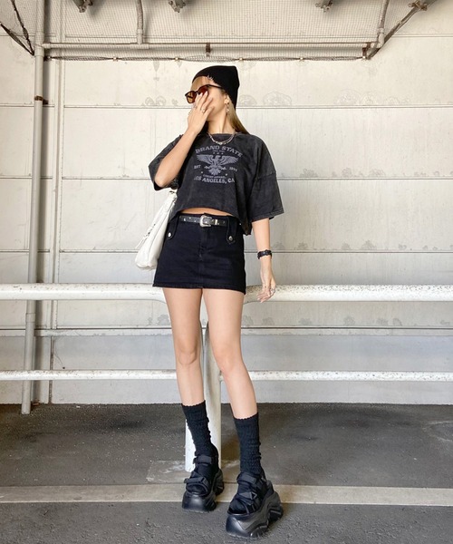 non-hedge(ノンヘッジ)の「ブリーチロゴショート丈Tシャツ(Tシャツ/カットソー・レディース・オフホワイト/ブラック/ブラック×レッド/ブラック×ホワイト/シルバー・FREE)」の16枚目の写真