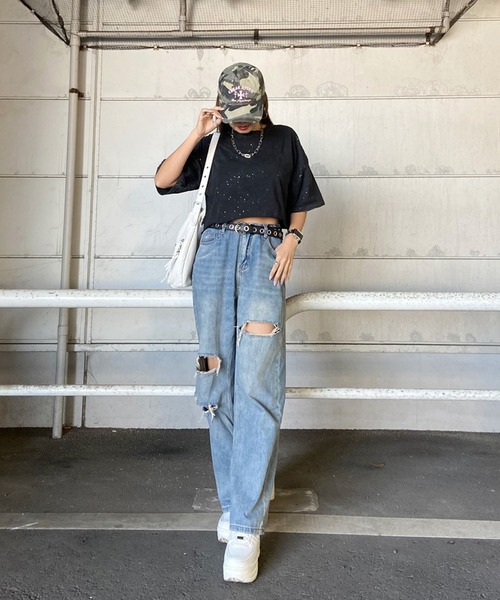 non-hedge(ノンヘッジ)の「ブリーチロゴショート丈Tシャツ(Tシャツ/カットソー・レディース・オフホワイト/ブラック/ブラック×レッド/ブラック×ホワイト/シルバー・FREE)」の21枚目の写真