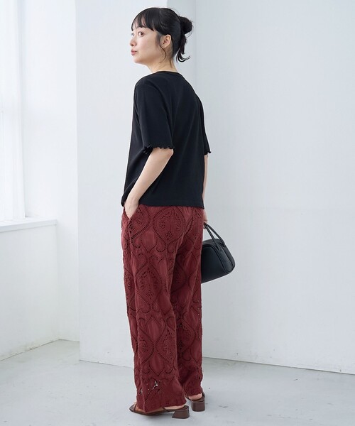 coen(コーエン)の「モチーフ刺繍レース イージーワイドパンツ(その他パンツ・レディース・ワインレッド/オフホワイト/ブラック・FREE)」の19枚目の写真