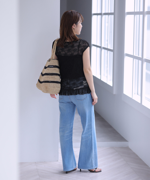 La TOTALITE(ラトータリテ)の「【洗える】Mewl / ミュール レースフレンチタンク(タンクトップ・レディース・ブラック/ホワイト・FREE)」の8枚目の写真