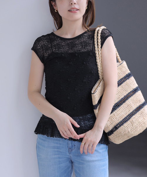 La TOTALITE(ラトータリテ)の「【洗える】Mewl / ミュール レースフレンチタンク(タンクトップ・レディース・ブラック/ホワイト・FREE)」の9枚目の写真
