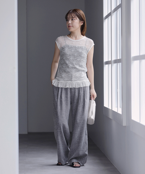 La TOTALITE(ラトータリテ)の「【洗える】Mewl / ミュール レースフレンチタンク(タンクトップ・レディース・ブラック/ホワイト・FREE)」の12枚目の写真
