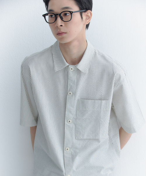 NONBLANK(ノンブランク)の「ストライプシアサッカーシャツ_IVORY(シャツ/ブラウス・レディース・その他・SMALL/MEDIUM/LARGE/X-LARGE/XX-LARGE)」の10枚目の写真