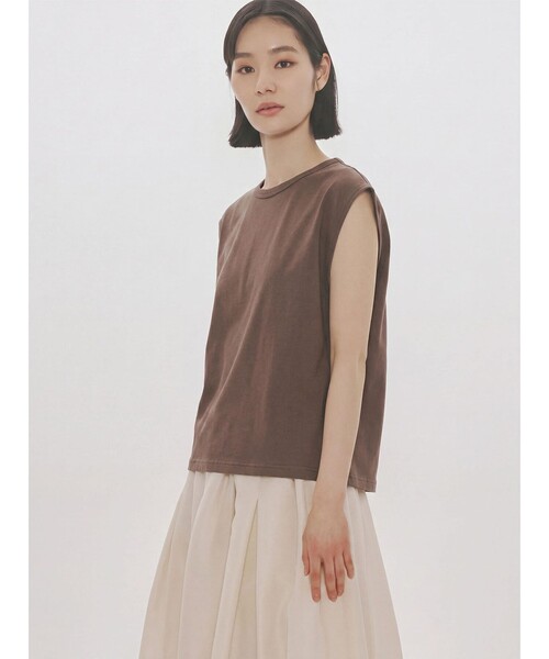 MIDIUMISOLID(ミディウミソリッド)の「MIDIUMISOLID for Ladies フレンチスリーブプルオーバー(Tシャツ/カットソー・レディース・ブルー/ブラウン/ブラック/キナリ・FREE)」の3枚目の写真