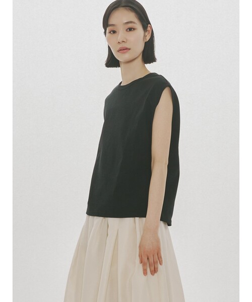 MIDIUMISOLID(ミディウミソリッド)の「MIDIUMISOLID for Ladies フレンチスリーブプルオーバー(Tシャツ/カットソー・レディース・ブルー/ブラウン/ブラック/キナリ・FREE)」の12枚目の写真