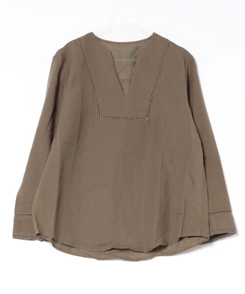 LAULEN（ローレン）の「ladder lace V-neck blouse /ハシゴレースVネックブラウス（シャツ/ブラウス・レディース・ブラック/ブラウン・FREE）」の2枚目の写真