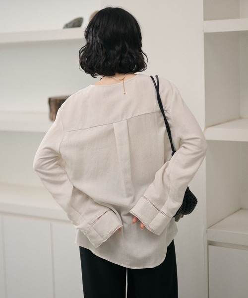 LAULEN（ローレン）の「ladder lace V-neck blouse /ハシゴレースVネックブラウス（シャツ/ブラウス・レディース・ブラック/ブラウン・FREE）」の22枚目の写真