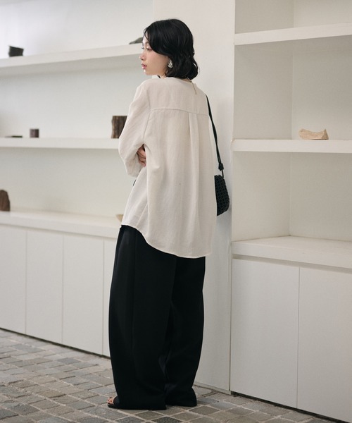 LAULEN（ローレン）の「ladder lace V-neck blouse /ハシゴレースVネックブラウス（シャツ/ブラウス・レディース・ブラック/ブラウン・FREE）」の5枚目の写真