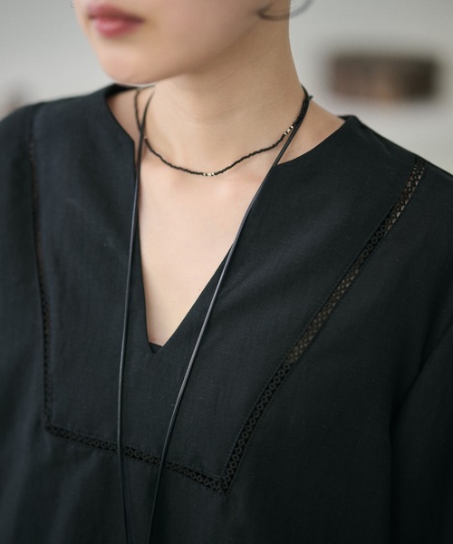 LAULEN（ローレン）の「ladder lace V-neck blouse /ハシゴレースVネックブラウス（シャツ/ブラウス・レディース・ブラック/ブラウン・FREE）」の16枚目の写真