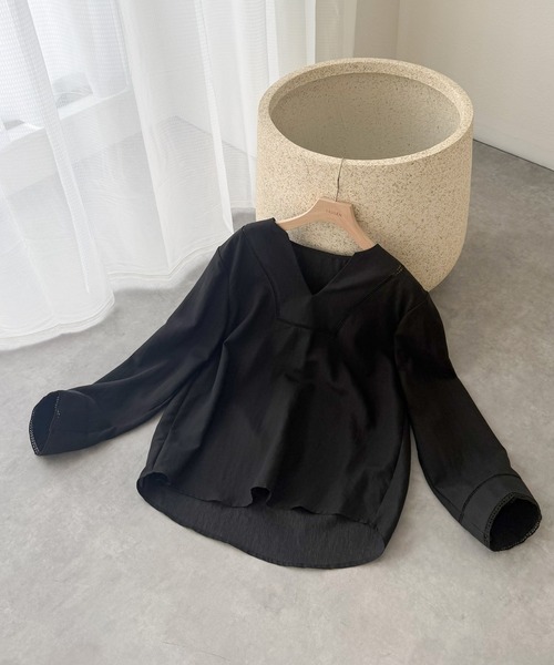 LAULEN（ローレン）の「ladder lace V-neck blouse /ハシゴレースVネックブラウス（シャツ/ブラウス・レディース・ブラック/ブラウン・FREE）」の19枚目の写真