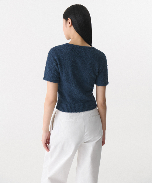 MUSINSA STANDARD WOMAN（ムシンサスタンダードウーマン）の「ウィメンズファンシーヤーンラウンドネック半袖カーディガン[ネイビー]（カーディガン/ボレロ・レディース・その他・X-SMALL/SMALL/MEDIUM/LARGE）」の2枚目の写真
