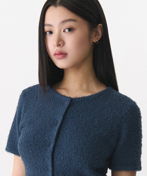 MUSINSA STANDARD WOMAN（ムシンサスタンダードウーマン）の「ウィメンズファンシーヤーンラウンドネック半袖カーディガン[ネイビー]（カーディガン/ボレロ・レディース・その他・X-SMALL/SMALL/MEDIUM/LARGE）」の3枚目の写真