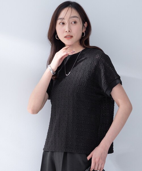 UNTITLED（アンタイトル）の「【洗える／シアー】ミニヨンレースプルオーバー（Tシャツ/カットソー・レディース・ブラック/オフホワイト/チャコールグレー/チャコール/サックスブルー・02/00/50/48/44/04）」の11枚目の写真