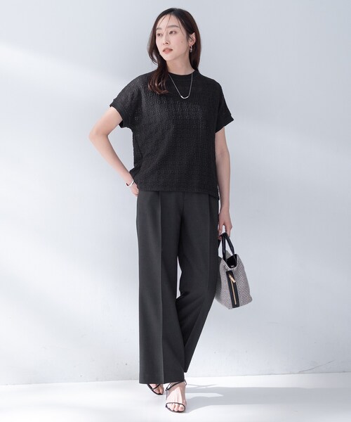 UNTITLED（アンタイトル）の「【洗える／シアー】ミニヨンレースプルオーバー（Tシャツ/カットソー・レディース・ブラック/オフホワイト/チャコールグレー/チャコール/サックスブルー・02/00/50/48/44/04）」の13枚目の写真