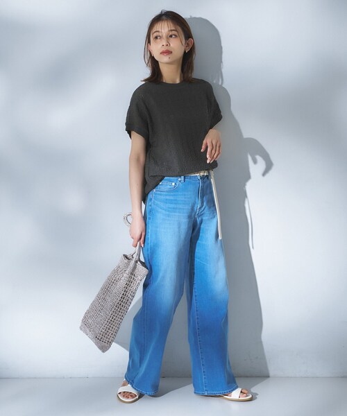 UNTITLED（アンタイトル）の「【洗える／シアー】ミニヨンレースプルオーバー（Tシャツ/カットソー・レディース・ブラック/オフホワイト/チャコールグレー/チャコール/サックスブルー・02/00/50/48/44/04）」の16枚目の写真