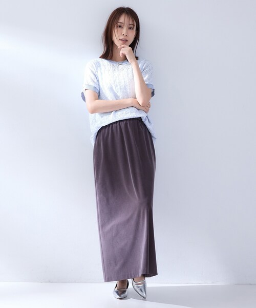 UNTITLED（アンタイトル）の「【洗える／シアー】ミニヨンレースプルオーバー（Tシャツ/カットソー・レディース・ブラック/オフホワイト/チャコールグレー/チャコール/サックスブルー・02/00/50/48/44/04）」の20枚目の写真
