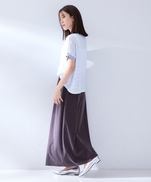 UNTITLED（アンタイトル）の「【洗える／シアー】ミニヨンレースプルオーバー（Tシャツ/カットソー・レディース・ブラック/オフホワイト/チャコールグレー/チャコール/サックスブルー・02/00/50/48/44/04）」の21枚目の写真
