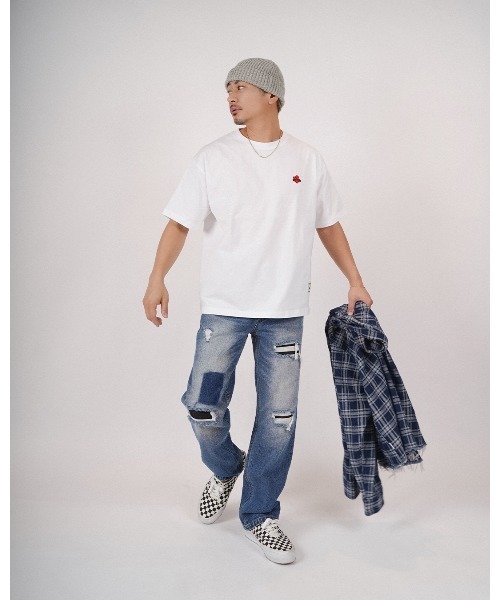#Re:room(リルーム)の「フラワーアイコンワッペンTシャツ(Tシャツ/カットソー・メンズ・ブラック/ホワイト・S-M/M-L/L-XL)」の4枚目の写真