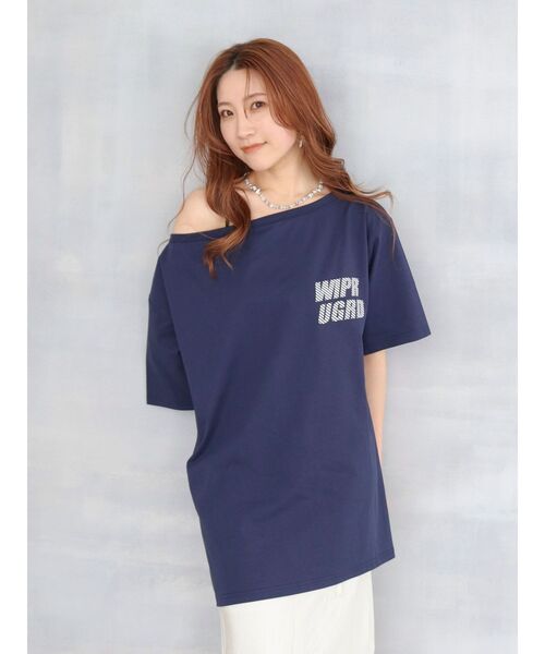 Ungrid（アングリッド）の「WAIPER別注 オフショルロゴTee（Tシャツ/カットソー・レディース・ライトグレー/ネイビー/イエロー・FREE）」の22枚目の写真