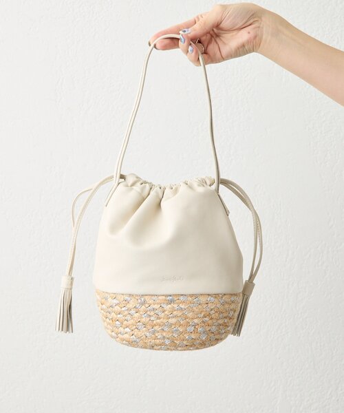 ear PAPILLONNER（イアパピヨネ）の「【Jhuri Shate （ジュリシャテ）】エッグバッグ（かごバッグ・レディース・ホワイト/ブラック・FREE）」の14枚目の写真
