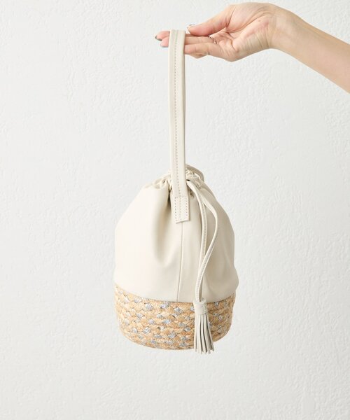 ear PAPILLONNER（イアパピヨネ）の「【Jhuri Shate （ジュリシャテ）】エッグバッグ（かごバッグ・レディース・ホワイト/ブラック・FREE）」の15枚目の写真