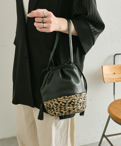 ear PAPILLONNER（イアパピヨネ）の「【Jhuri Shate （ジュリシャテ）】エッグバッグ（かごバッグ・レディース・ホワイト/ブラック・FREE）」の9枚目の写真
