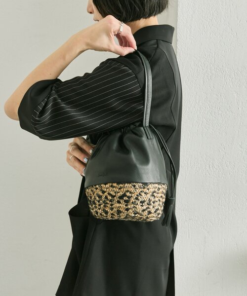 ear PAPILLONNER（イアパピヨネ）の「【Jhuri Shate （ジュリシャテ）】エッグバッグ（かごバッグ・レディース・ホワイト/ブラック・FREE）」の11枚目の写真