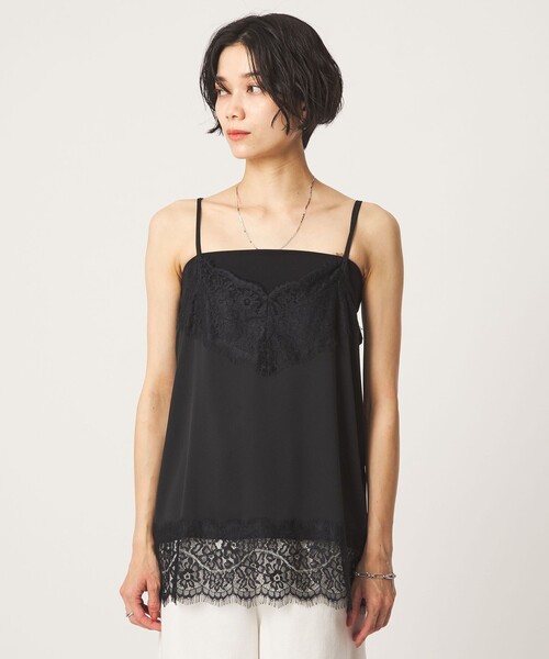 green label relaxing（グリーンレーベルリラクシング）の「レース Vネック キャミソール（キャミソール・レディース・ブラック/オフホワイト・FREE）」の7枚目の写真