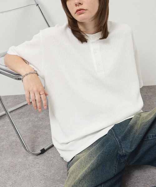 Alfred Alex Waffle Henley Neck Tee вафельная футболка с воротом henley