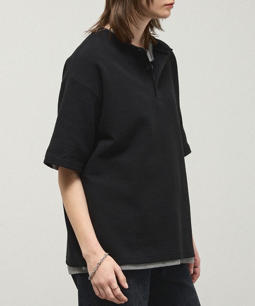 Alfred Alex(アルフレッドアレックス)の「【Alfred Alex】Waffle Henley Neck Tee / ワッフル ヘンリーネックTシャツ(Tシャツ/カットソー・メンズ・グレー/チャコールグレー/ブラック/カーキ系/プラム/ホワイト・M/L)」の10枚目の写真