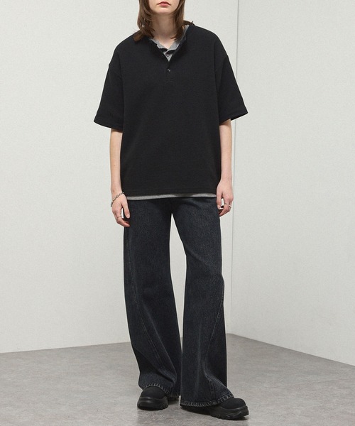 Alfred Alex(アルフレッドアレックス)の「【Alfred Alex】Waffle Henley Neck Tee / ワッフル ヘンリーネックTシャツ(Tシャツ/カットソー・メンズ・グレー/チャコールグレー/ブラック/カーキ系/プラム/ホワイト・M/L)」の15枚目の写真