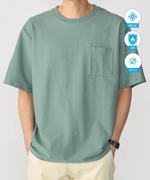 SHIPS(シップス)の「SHIPS:〈接触冷感/ 遮熱/ UVカット〉COVEROSS(R) フリーザー Tシャツ(Tシャツ/カットソー・メンズ・ネイビー/ホワイト/ライトグリーン/ブラウン/ライトグレー・MEDIUM/SMALL/X-LARGE/LARGE)」の4枚目の写真