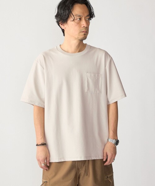 SHIPS(シップス)の「SHIPS:〈接触冷感/ 遮熱/ UVカット〉COVEROSS(R) フリーザー Tシャツ(Tシャツ/カットソー・メンズ・ネイビー/ホワイト/ライトグリーン/ブラウン/ライトグレー・MEDIUM/SMALL/X-LARGE/LARGE)」の6枚目の写真