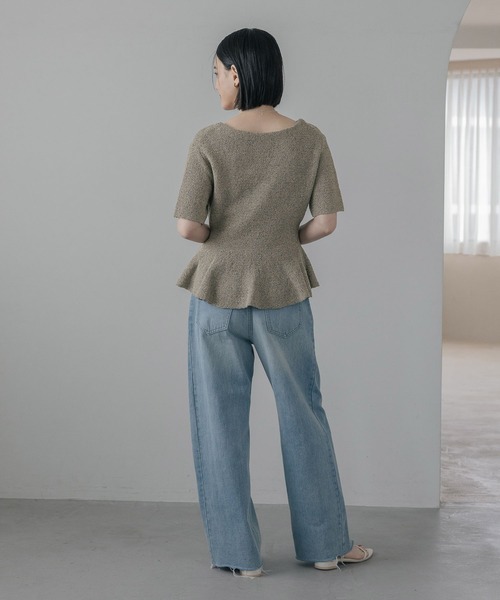 A part by(アパートバイ)の「【即完売シリーズ】ブークレペプラムカーディガン_5分袖(カーディガン/ボレロ・レディース・ブルー系その他4/アイボリー/キャメル・FREE)」の12枚目の写真