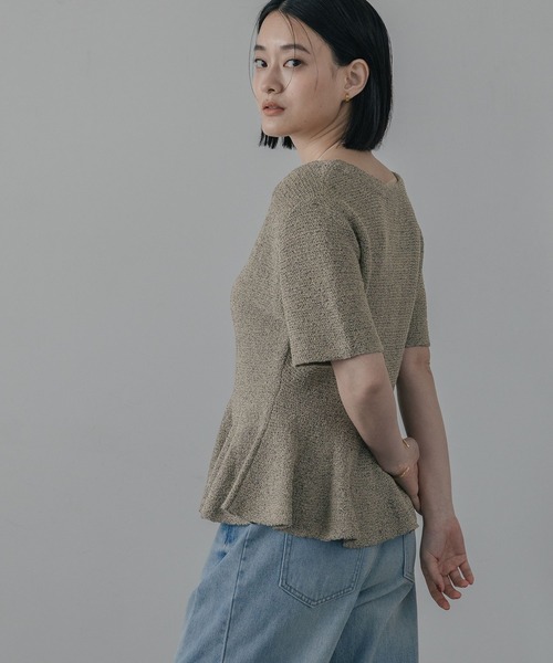 A part by(アパートバイ)の「【即完売シリーズ】ブークレペプラムカーディガン_5分袖(カーディガン/ボレロ・レディース・ブルー系その他4/アイボリー/キャメル・FREE)」の15枚目の写真