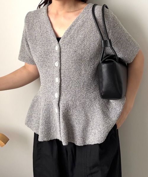 A part by(アパートバイ)の「【即完売シリーズ】ブークレペプラムカーディガン_5分袖(カーディガン/ボレロ・レディース・ブルー系その他4/アイボリー/キャメル・FREE)」の18枚目の写真