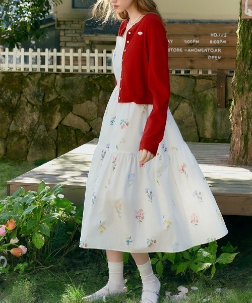 AMAJI（アマジ）の「スクエアネック フラワープリント ノースリーブ ロングワンピース（ワンピース・レディース・ホワイト・SMALL/MEDIUM/LARGE/X-LARGE）」の3枚目の写真
