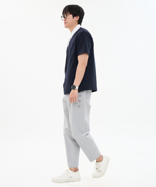 CUSTOMUS(カスタムアース)の「メンズ分厚いシャツレイヤード半袖Tシャツカーディガン型CXS26MKKT301 NAV(Tシャツ/カットソー・メンズ・ネイビー・X-LARGE/LARGE/MEDIUM)」の2枚目の写真