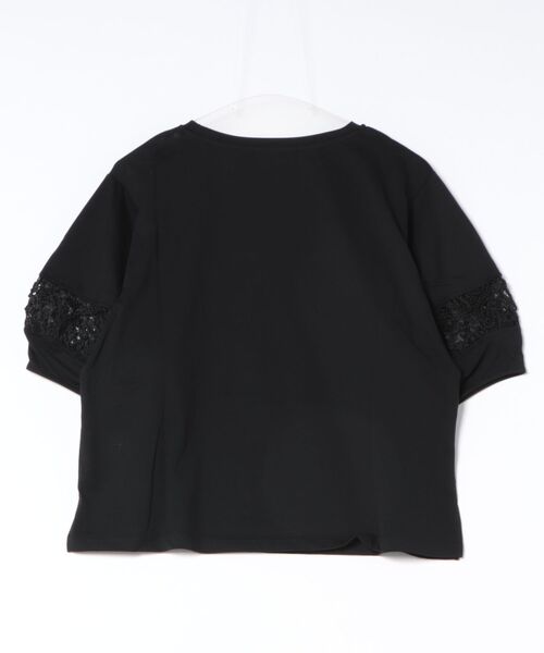 m.f.editorial（エムエフエディトリアル）の「【レース ややゆったり】m.f.エディトリアル レディース クルーネック 半袖 プルオーバー（Tシャツ/カットソー・レディース・アイボリー/ブラック・MEDIUM/LARGE）」の3枚目の写真