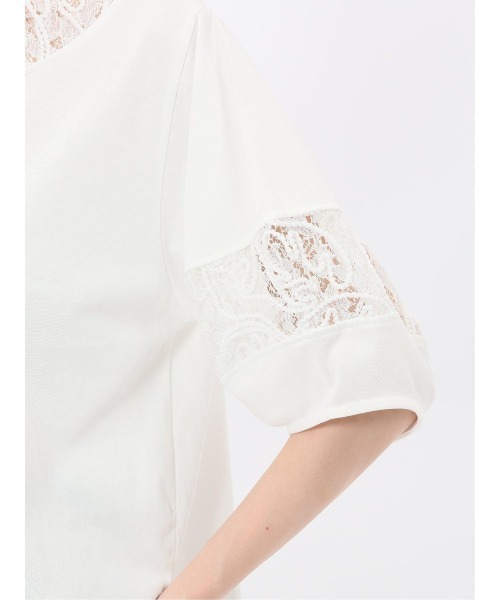 m.f.editorial（エムエフエディトリアル）の「【レース ややゆったり】m.f.エディトリアル レディース クルーネック 半袖 プルオーバー（Tシャツ/カットソー・レディース・アイボリー/ブラック・MEDIUM/LARGE）」の12枚目の写真