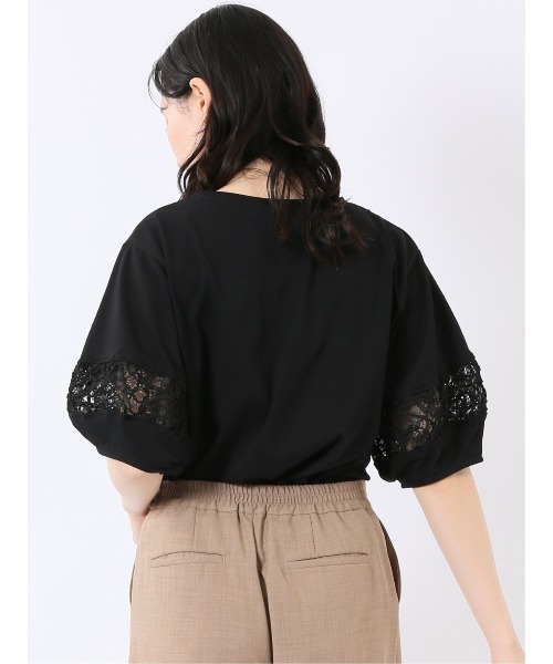 m.f.editorial（エムエフエディトリアル）の「【レース ややゆったり】m.f.エディトリアル レディース クルーネック 半袖 プルオーバー（Tシャツ/カットソー・レディース・アイボリー/ブラック・MEDIUM/LARGE）」の20枚目の写真