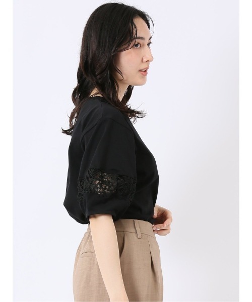 m.f.editorial（エムエフエディトリアル）の「【レース ややゆったり】m.f.エディトリアル レディース クルーネック 半袖 プルオーバー（Tシャツ/カットソー・レディース・アイボリー/ブラック・MEDIUM/LARGE）」の21枚目の写真