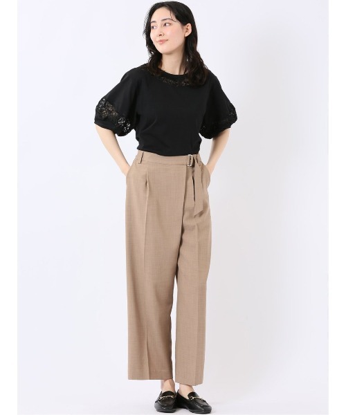 m.f.editorial（エムエフエディトリアル）の「【レース ややゆったり】m.f.エディトリアル レディース クルーネック 半袖 プルオーバー（Tシャツ/カットソー・レディース・アイボリー/ブラック・MEDIUM/LARGE）」の22枚目の写真