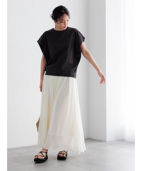 Te chichi（テチチ）の「【接触冷感/遮熱/吸水速乾】ショルダータックドルマンTシャツ（Tシャツ/カットソー・レディース・チャコールグレー/ブルー/オフホワイト/ブラック・F）」の12枚目の写真