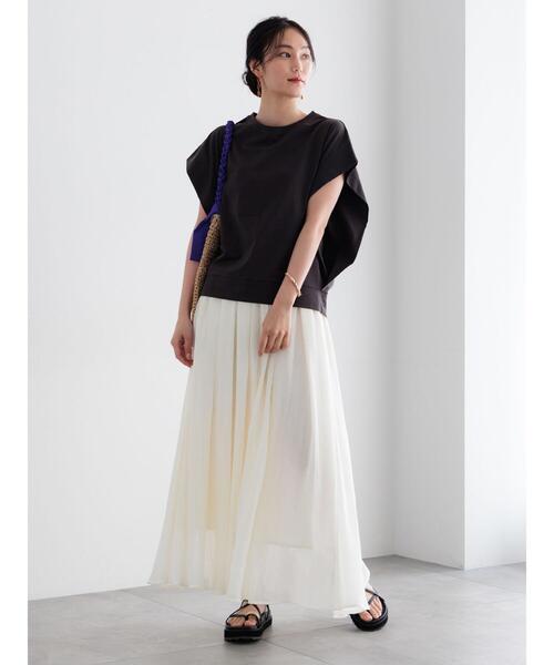 Te chichi（テチチ）の「【接触冷感/遮熱/吸水速乾】ショルダータックドルマンTシャツ（Tシャツ/カットソー・レディース・チャコールグレー/ブルー/オフホワイト/ブラック・F）」の13枚目の写真