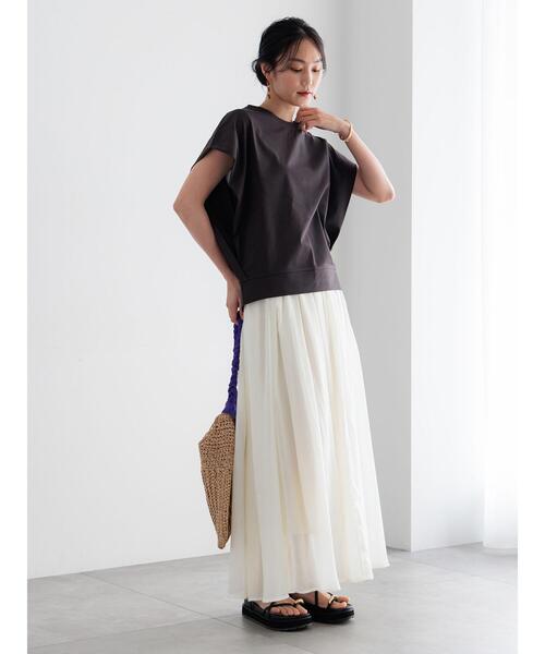 Te chichi（テチチ）の「【接触冷感/遮熱/吸水速乾】ショルダータックドルマンTシャツ（Tシャツ/カットソー・レディース・チャコールグレー/ブルー/オフホワイト/ブラック・F）」の14枚目の写真